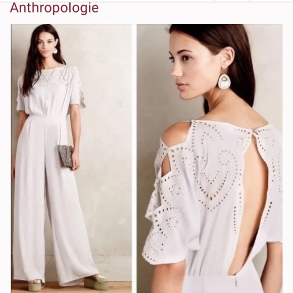 ANTHROPOLOGIE Acacia Embroidered Eyelet Wide Leg Jumpsuit by Elevenses NWOT - Picture 2 of 7